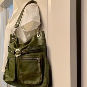 And Klein large green leather bag